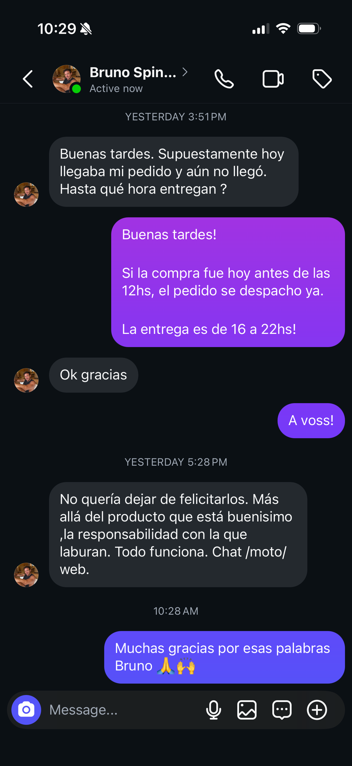 Captura de mensaje de cliente