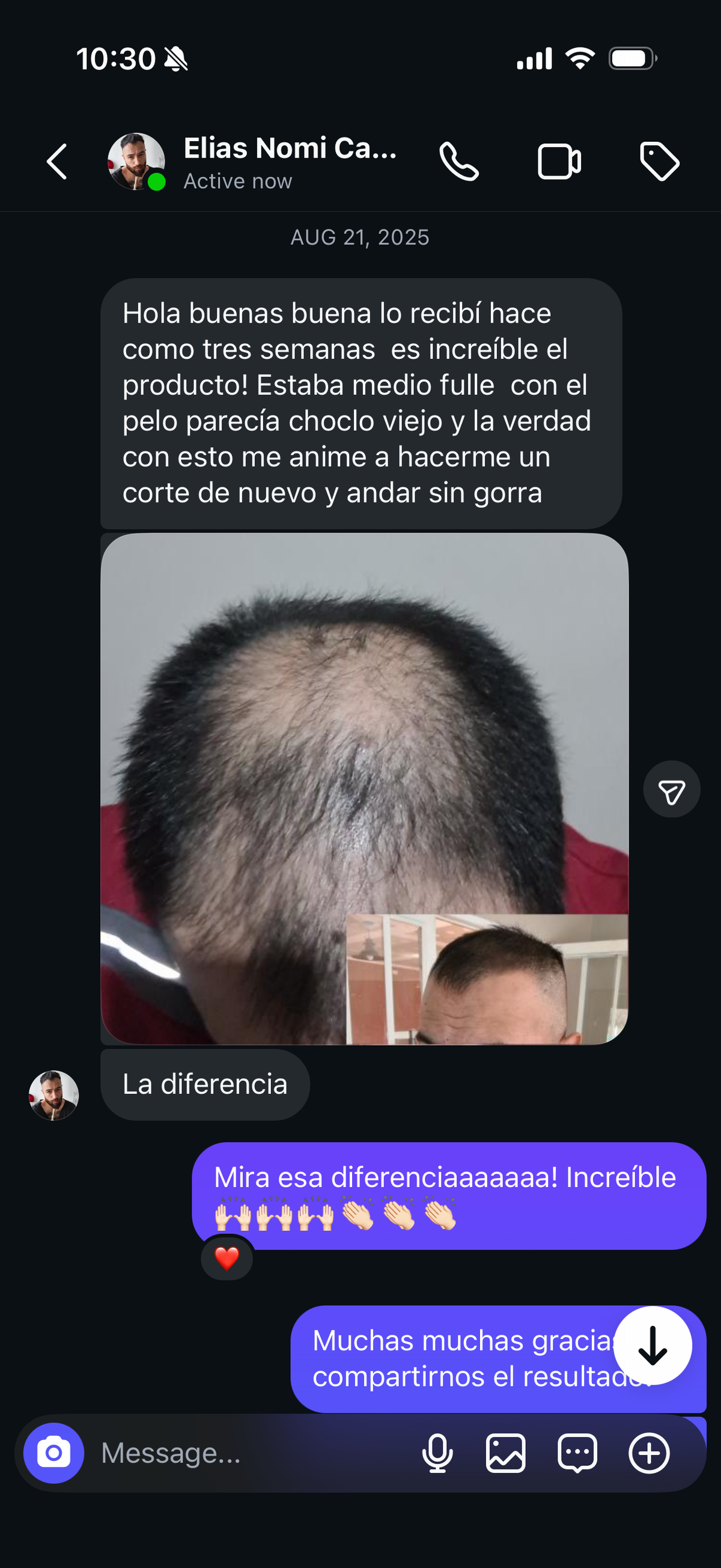 Captura de mensaje de cliente
