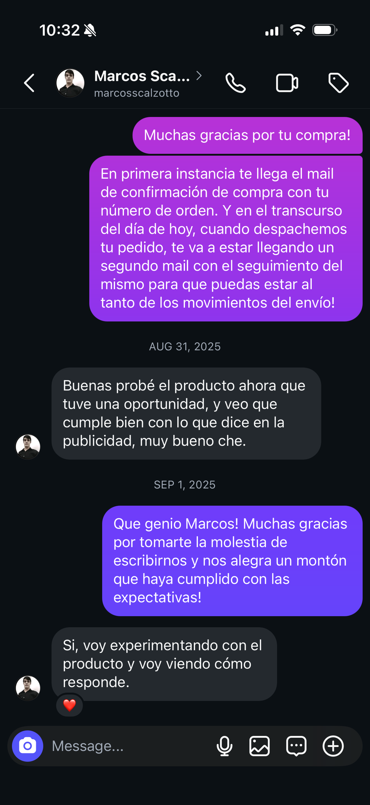 Captura de mensaje de cliente